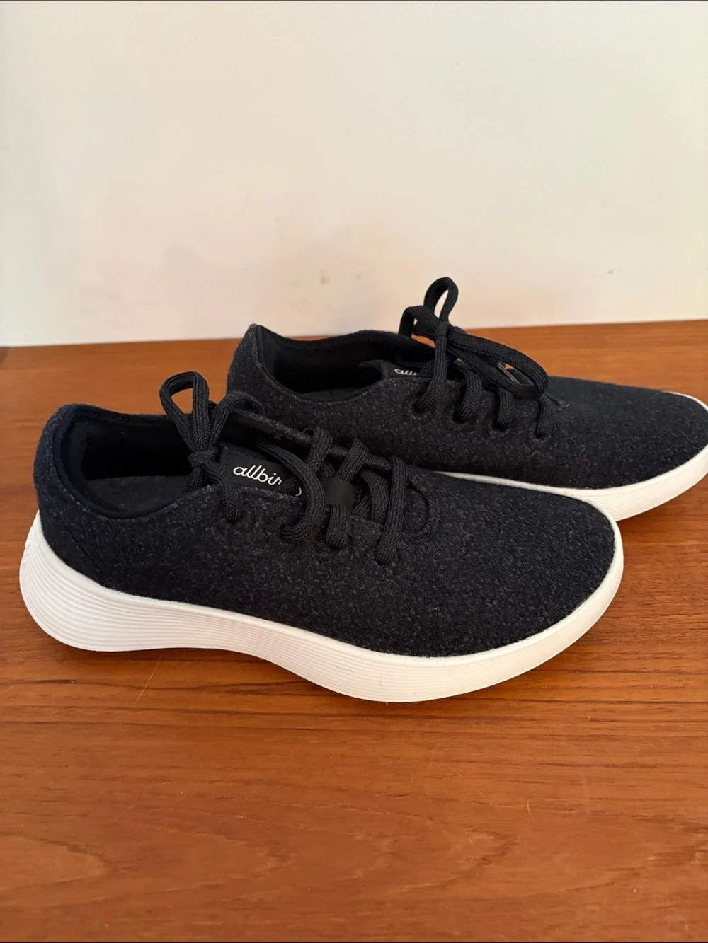 allbirds Women's Black Knit Runner Go with White Sole
